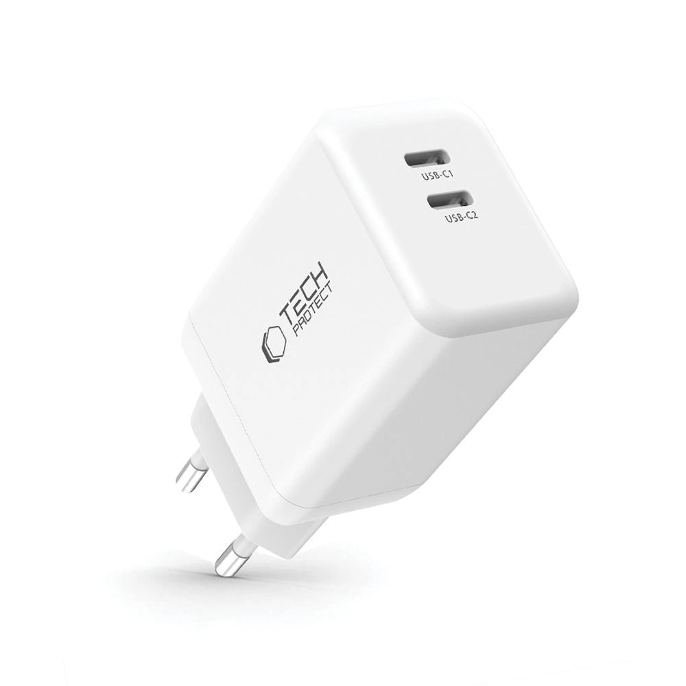 Tech-Protect NC45W-GAN 2-PORT PD45W oplader - hvid
