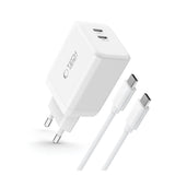 Tech-Protect NC45W-GAN 2-PORT PD45W oplader + TYPE-C-KABEL - hvid