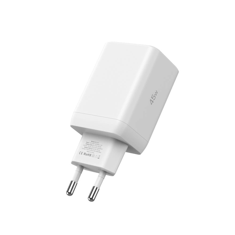 Tech-Protect NC45W-GAN 2-PORT PD45W oplader + TYPE-C-KABEL - hvid
