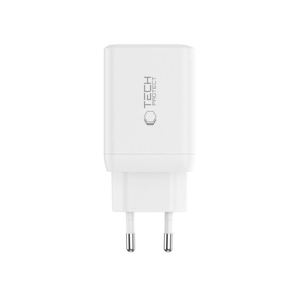 Tech-Protect NC45W-GAN 2-PORT PD45W oplader + TYPE-C-KABEL - hvid