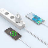 Tech-Protect NC45W-GAN 2-PORT PD45W oplader + TYPE-C-KABEL - hvid