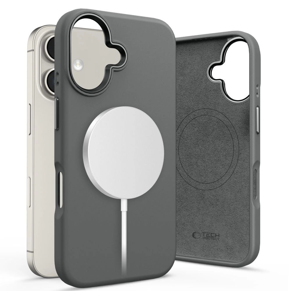 Tech-Protect Silicone PU MagSafe iPhone 16 Case - Grå