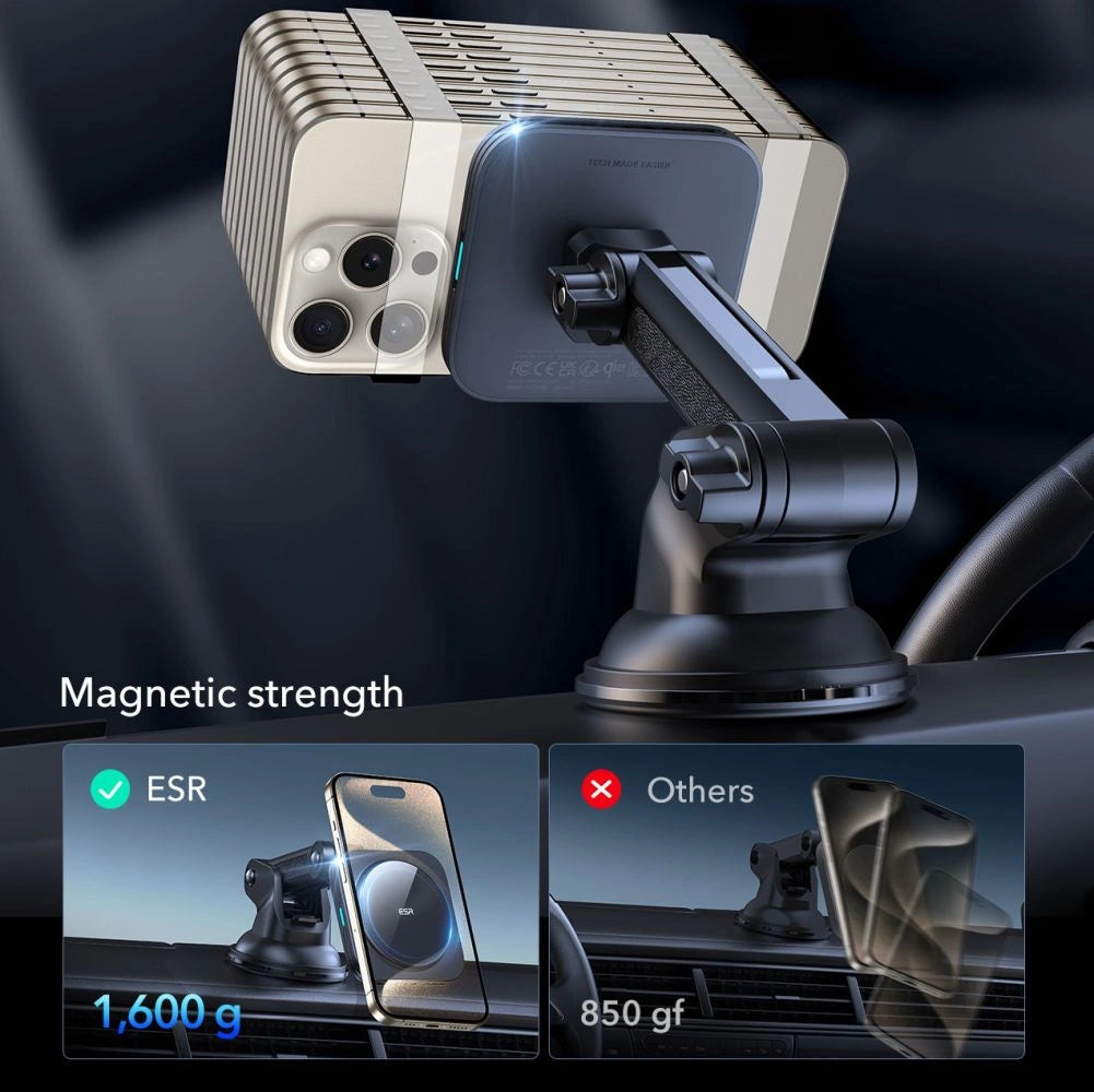 ESR Halolock Magnetisk MagSafe QI2 15W Bilholder - sort