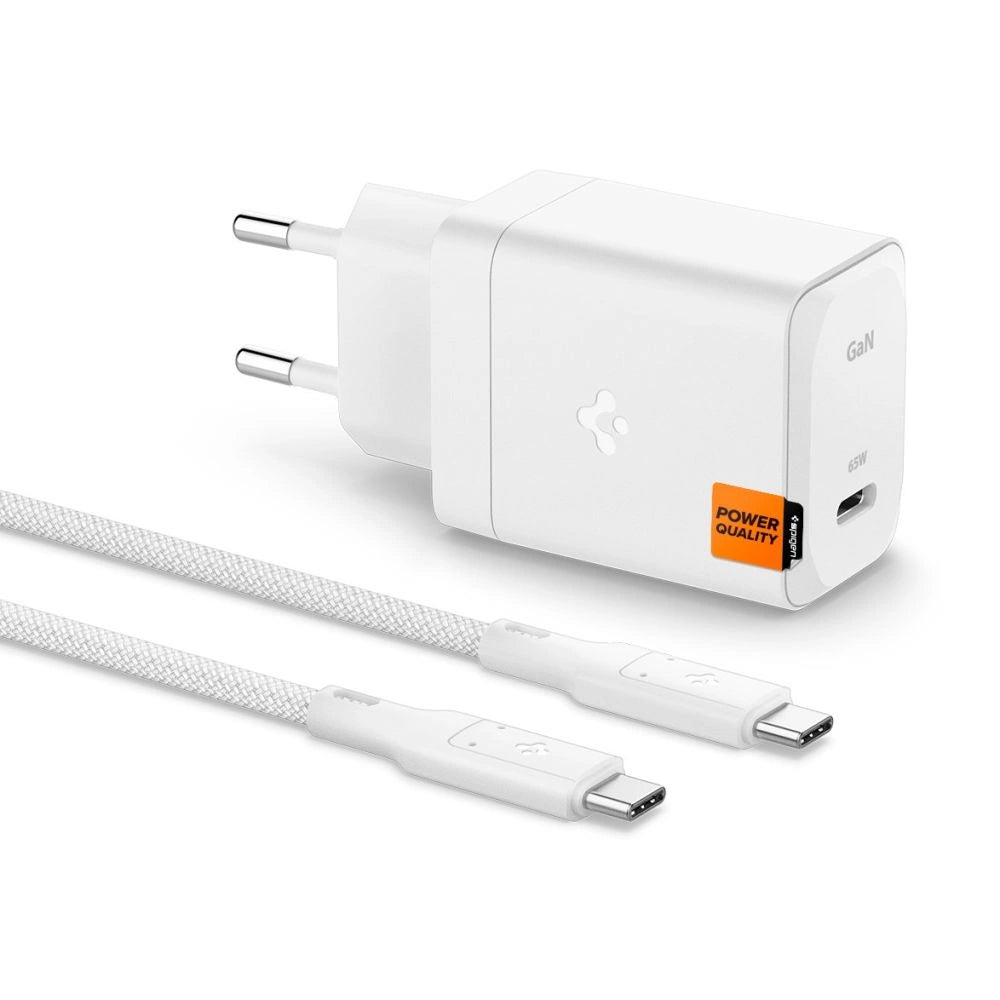 Spigen ArcStation Pro oplader + USB-C 65W kabel - hvid