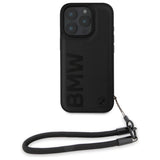 BMW Signature læder Wordmark ledningsfoder til iPhone 16 Pro Max - sort