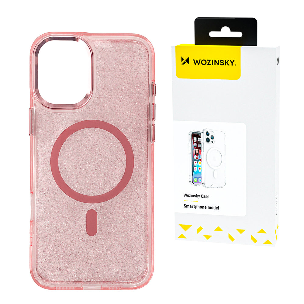 Wozinsky Glitter Case med Mag Safe til Samsung Galaxy S25+ - Pink med Glitter