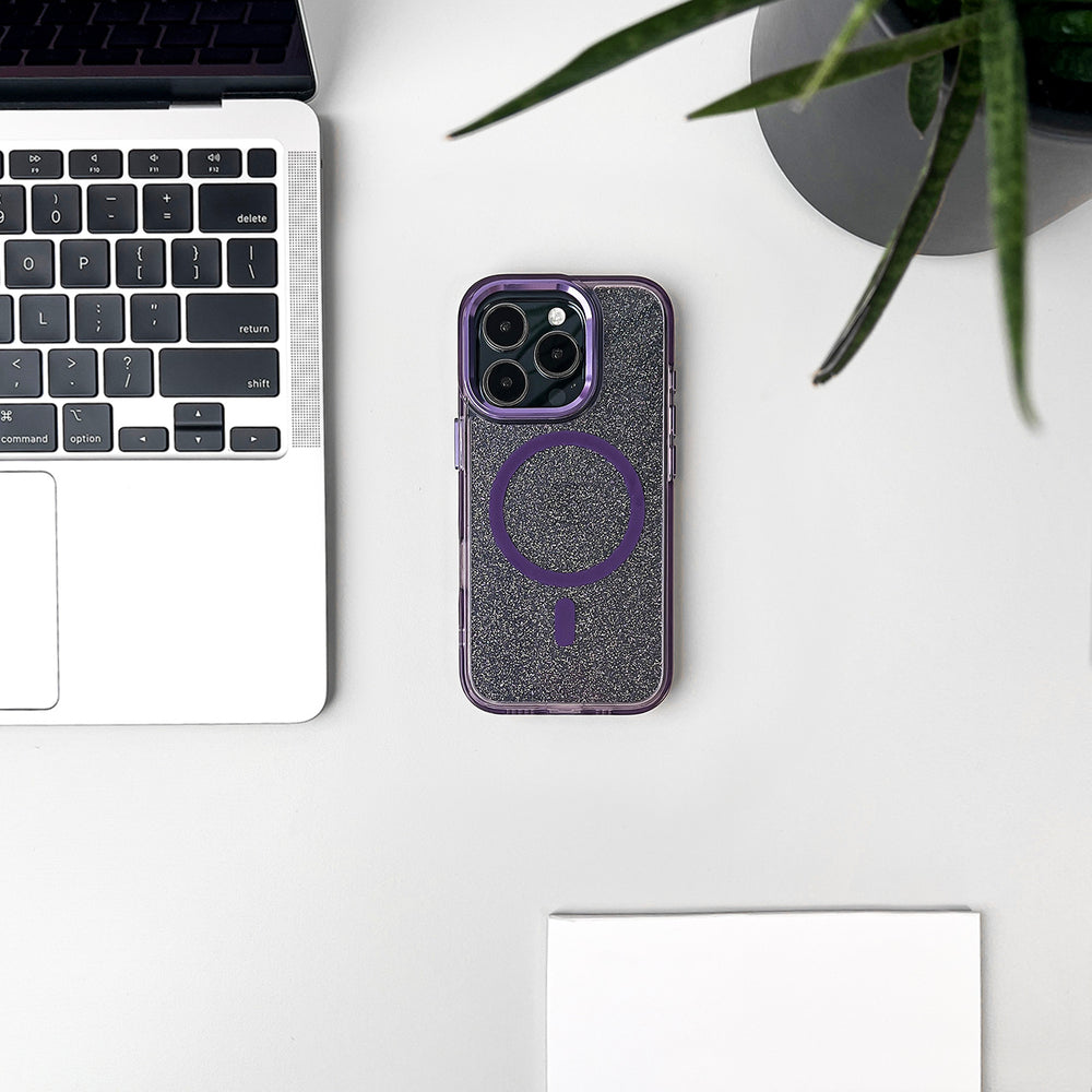 Wozinsky Glitter Case MagSafe til Samsung Galaxy S24 FE - lilla med glitter
