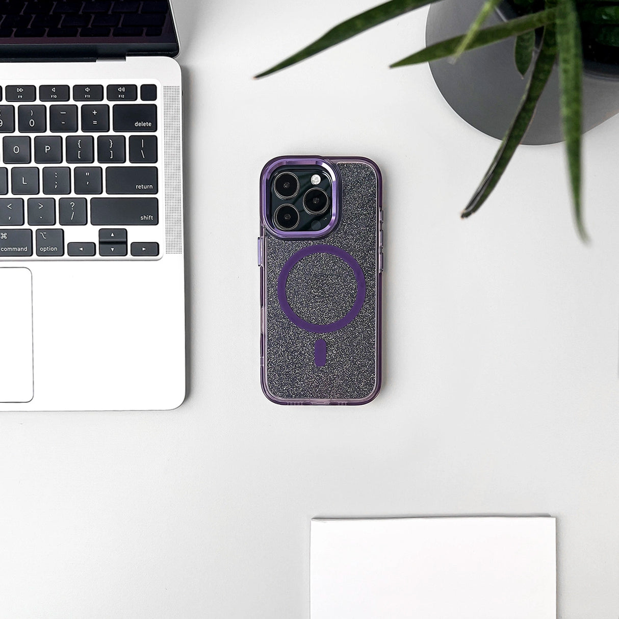 Wozinsky Glitter Case MagSafe til Samsung Galaxy S24 FE - Lila med Glitter