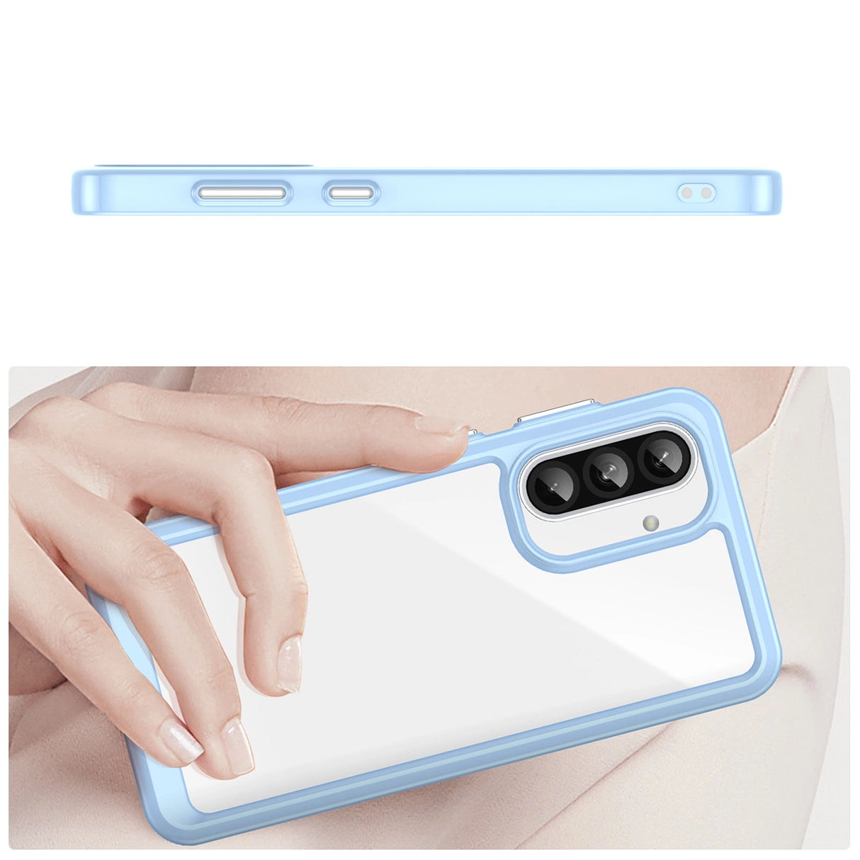 Udendørs rumkasse til Samsung Galaxy A56 Cover med fleksibel ramme - blå