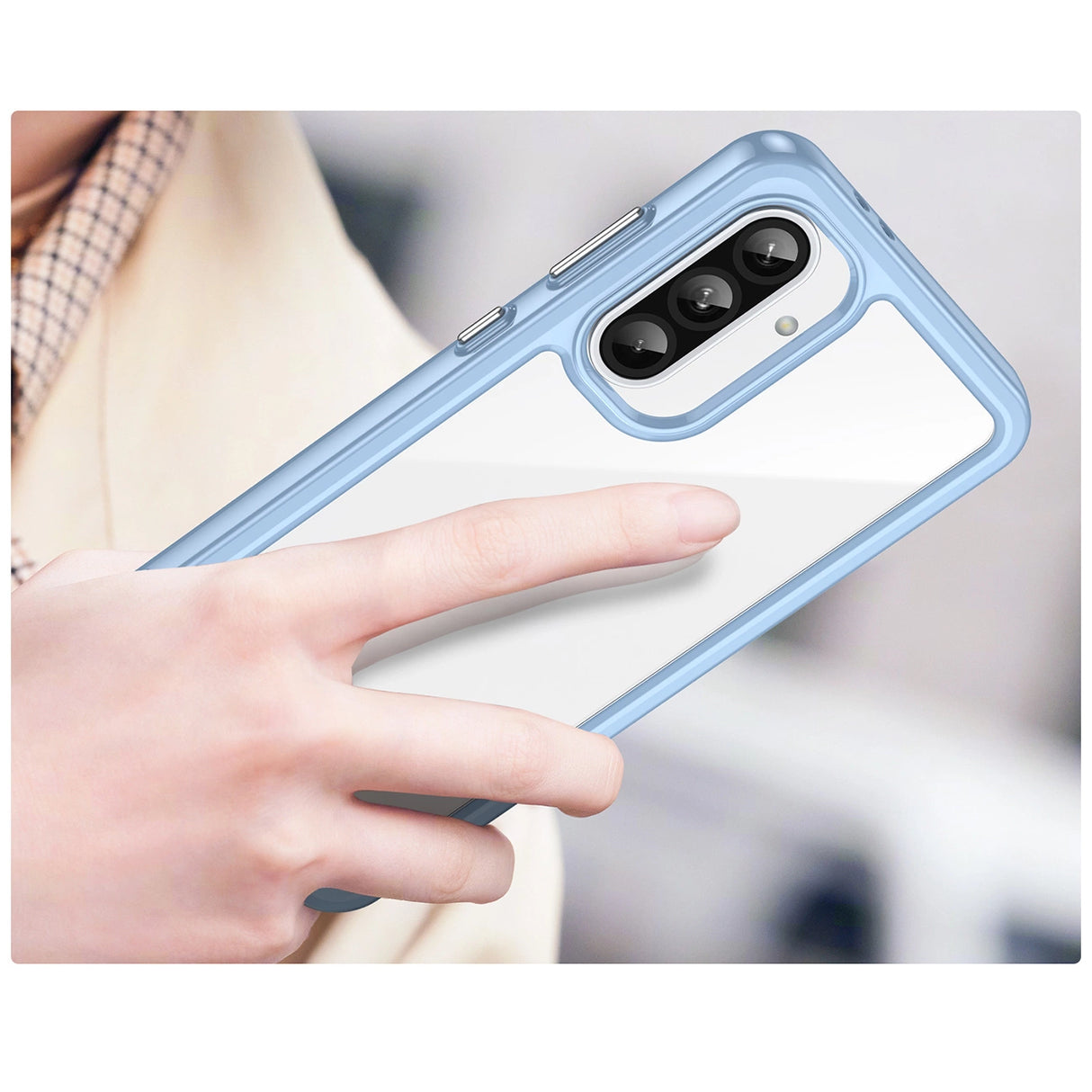 Udendørs rumkasse til Samsung Galaxy A56 Cover med fleksibel ramme - blå