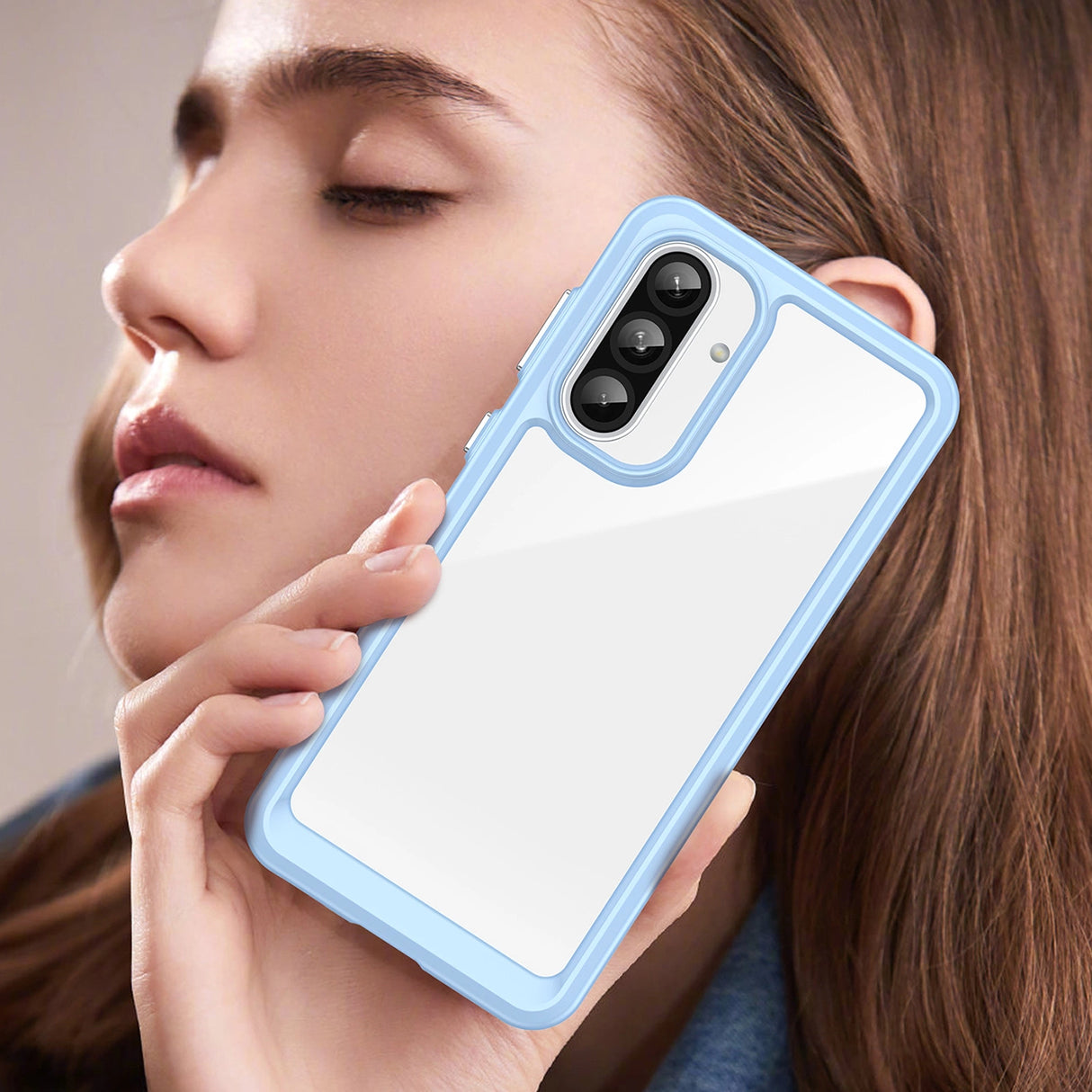 Udendørs rumkasse til Samsung Galaxy A56 Cover med fleksibel ramme - blå