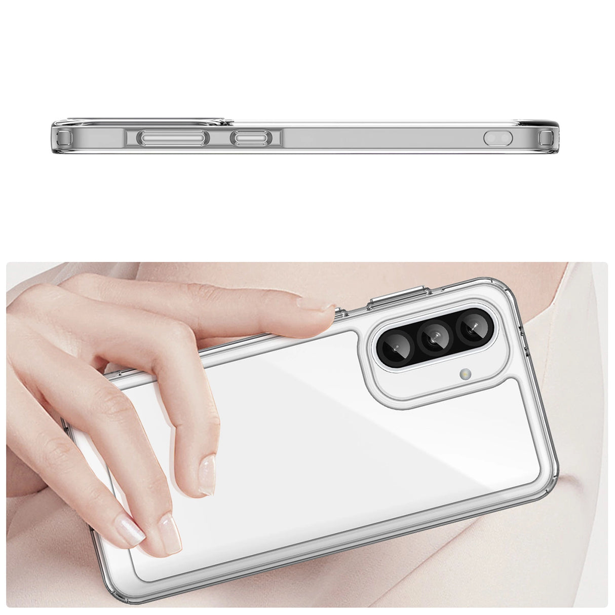 Udendørs rumkasse til Samsung Galaxy A56 Cover med fleksibel ramme - gennemsigtig