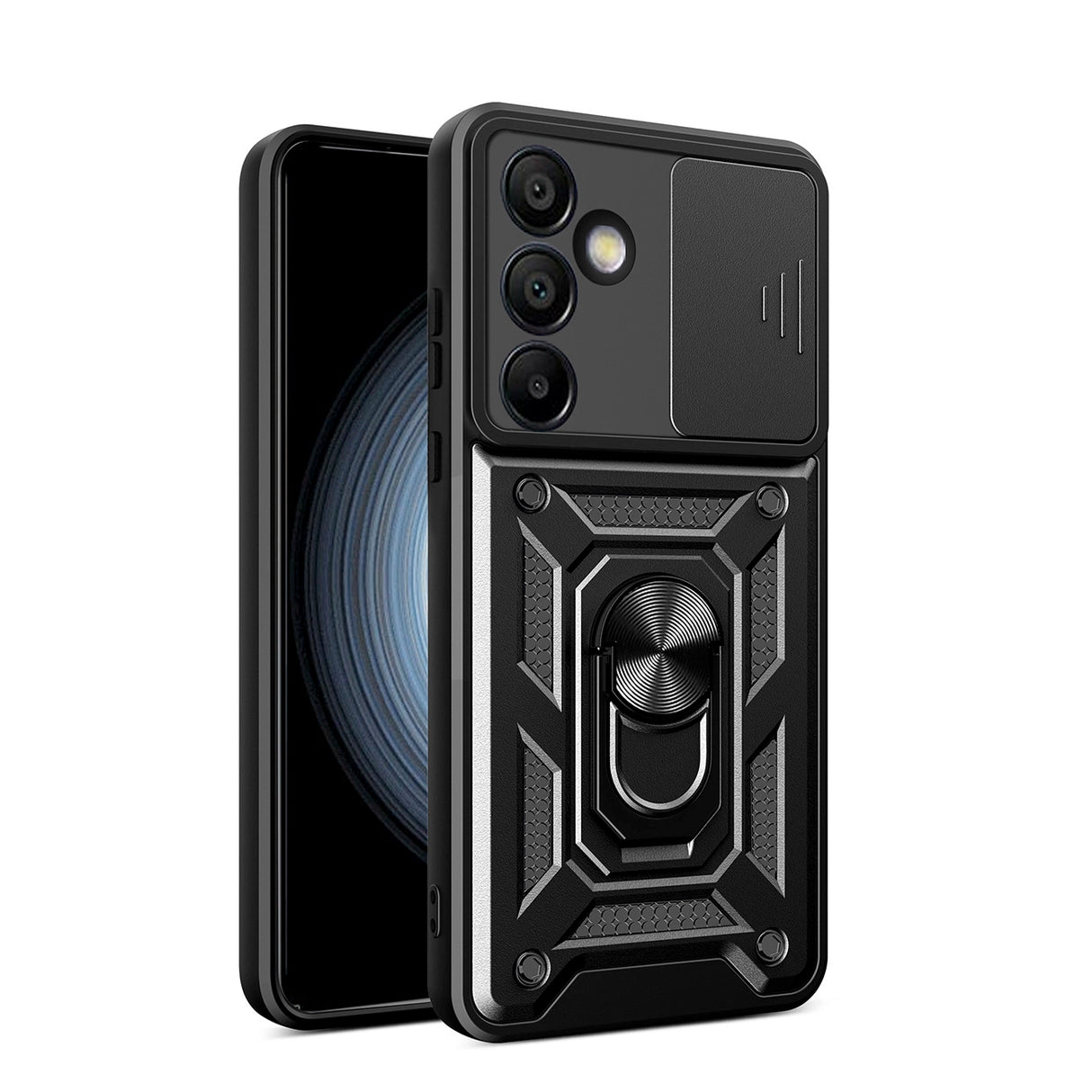 Hybrid Armor Camshield med Stand og Camera Cover til Samsung Galaxy A26 - sort