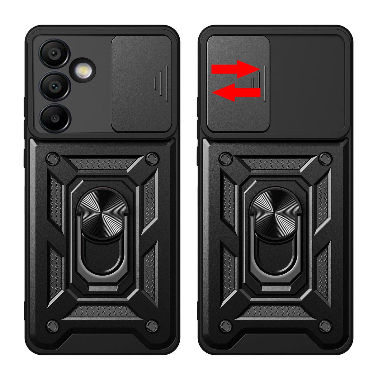 Hybrid Armor Camshield med Stand og Camera Cover til Samsung Galaxy A26 - sort
