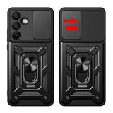 Hybrid Armor Camshield med Stand og Camera Cover til Samsung Galaxy A26 - sort