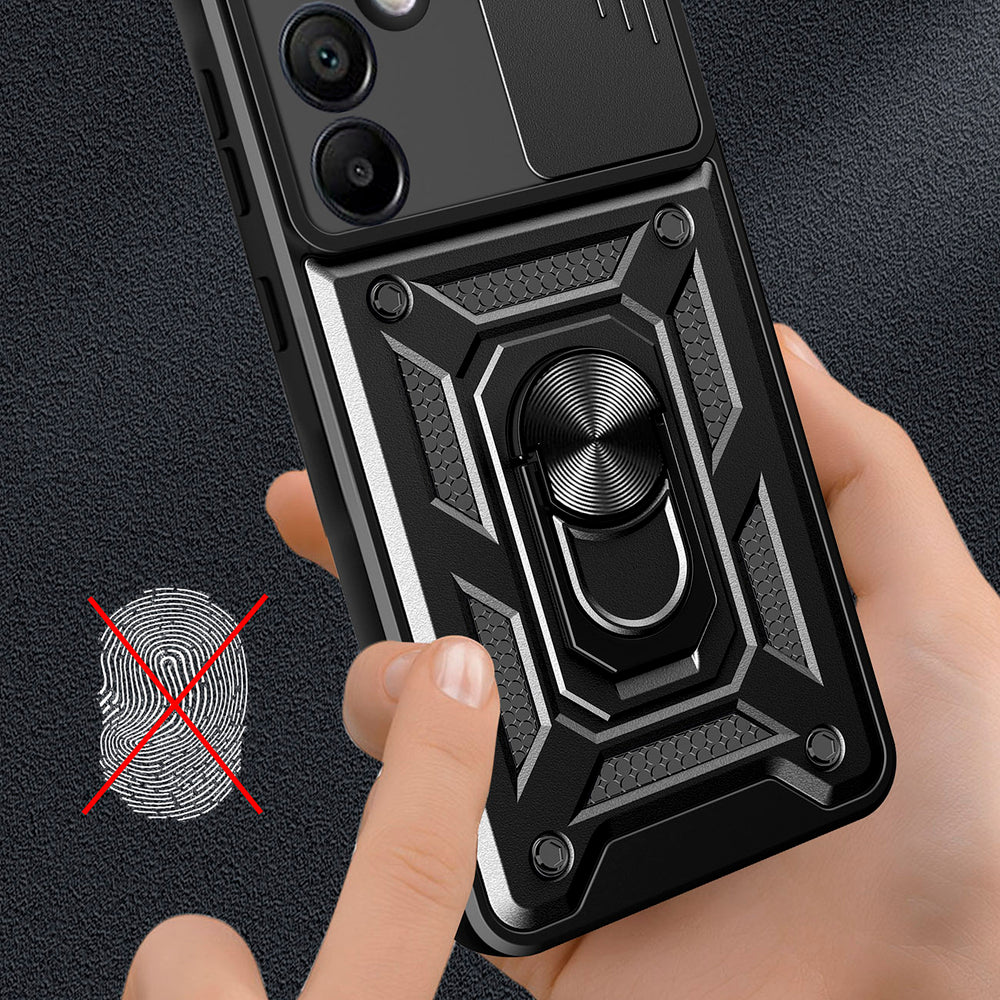 Hybrid Armor Camshield med Stand og Camera Cover til Samsung Galaxy A26 - sort