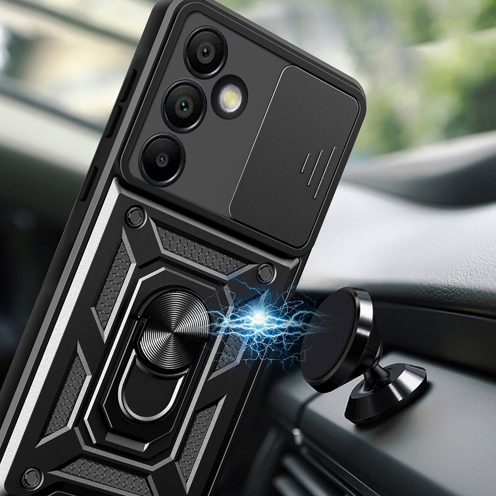 Hybrid Armor Camshield med Stand og Camera Cover til Samsung Galaxy A26 - sort