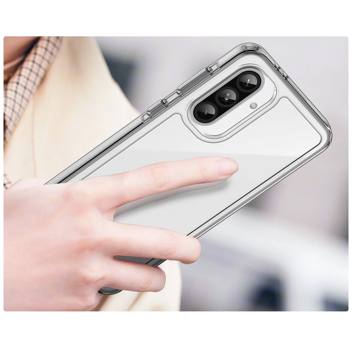 Udendørs rumkasse til Samsung Galaxy A26 Cover med fleksibel ramme - gennemsigtig