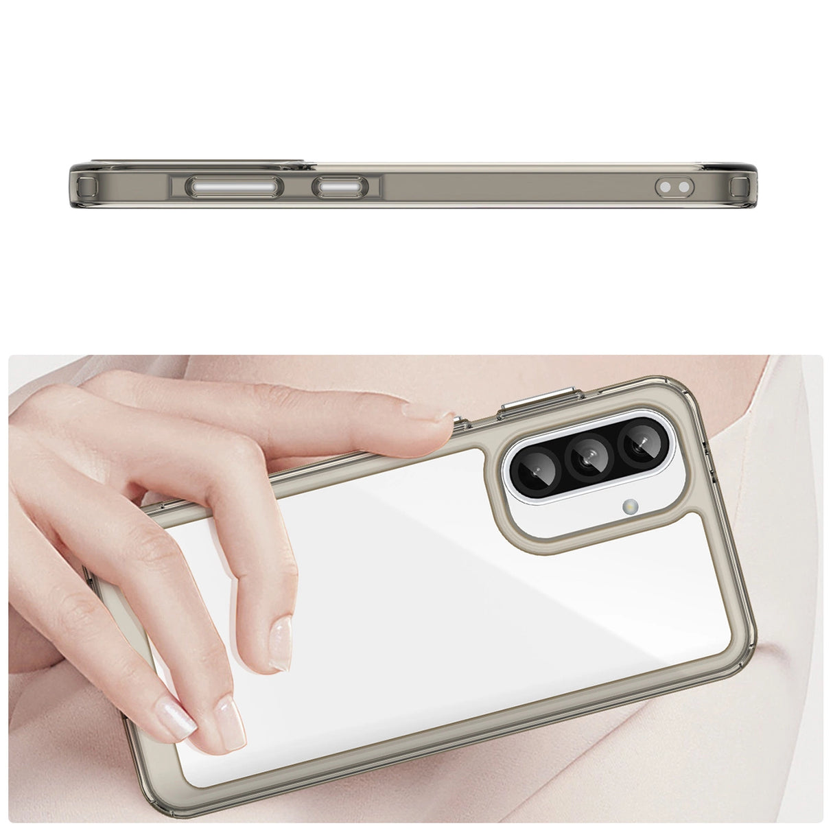 Outer Space Case for Samsung Galaxy A26 Cover med Fleksibel ramme - Halvt gennemsigtigt, sort