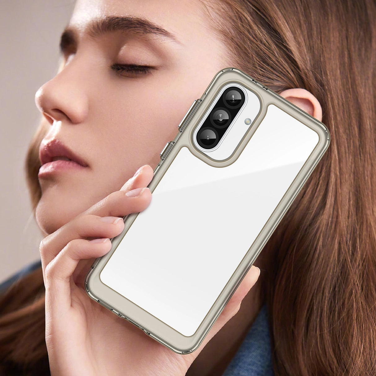 Outer Space Case for Samsung Galaxy A26 Cover med Fleksibel ramme - Halvt gennemsigtigt, sort