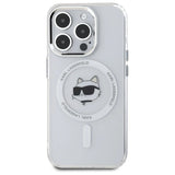 Karl Lagerfeld IML Metal Choupette Head MagSafe iPhone 15 Pro Case - White