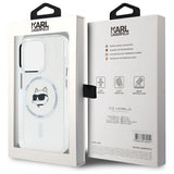 Karl Lagerfeld IML Metal Choupette Head MagSafe iPhone 15 Pro Case - White