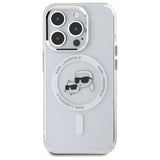 Karl Lagerfeld IML Metal Karl&Choupette Head MagSafe iPhone 15 Pro Case - White