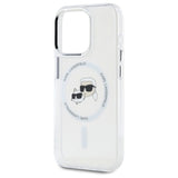 Karl Lagerfeld IML Metal Karl&Choupette Head MagSafe iPhone 15 Pro Case - White