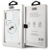 Karl Lagerfeld IML Metal Karl&Choupette Head MagSafe iPhone 15 Pro Case - White