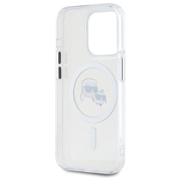 Karl Lagerfeld IML Metal Karl&Choupette Head MagSafe Case for iPhone 15 Pro Max - White