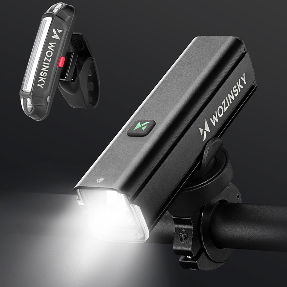 Wozinsky WSBLB3 Forside (1000 lm) og bageste USB-C Bike Light Set - sort