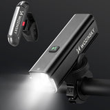 Wozinsky WSBLB3 Forside (1000 lm) og bageste USB-C Bike Light Set - sort