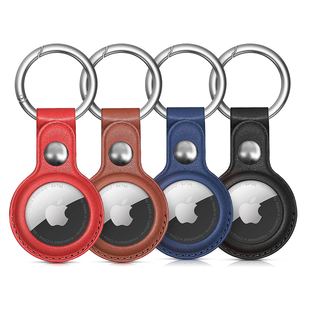 Apple AirTag PU Leather Case - Black, Brown, Red, Blue - 4 pieces