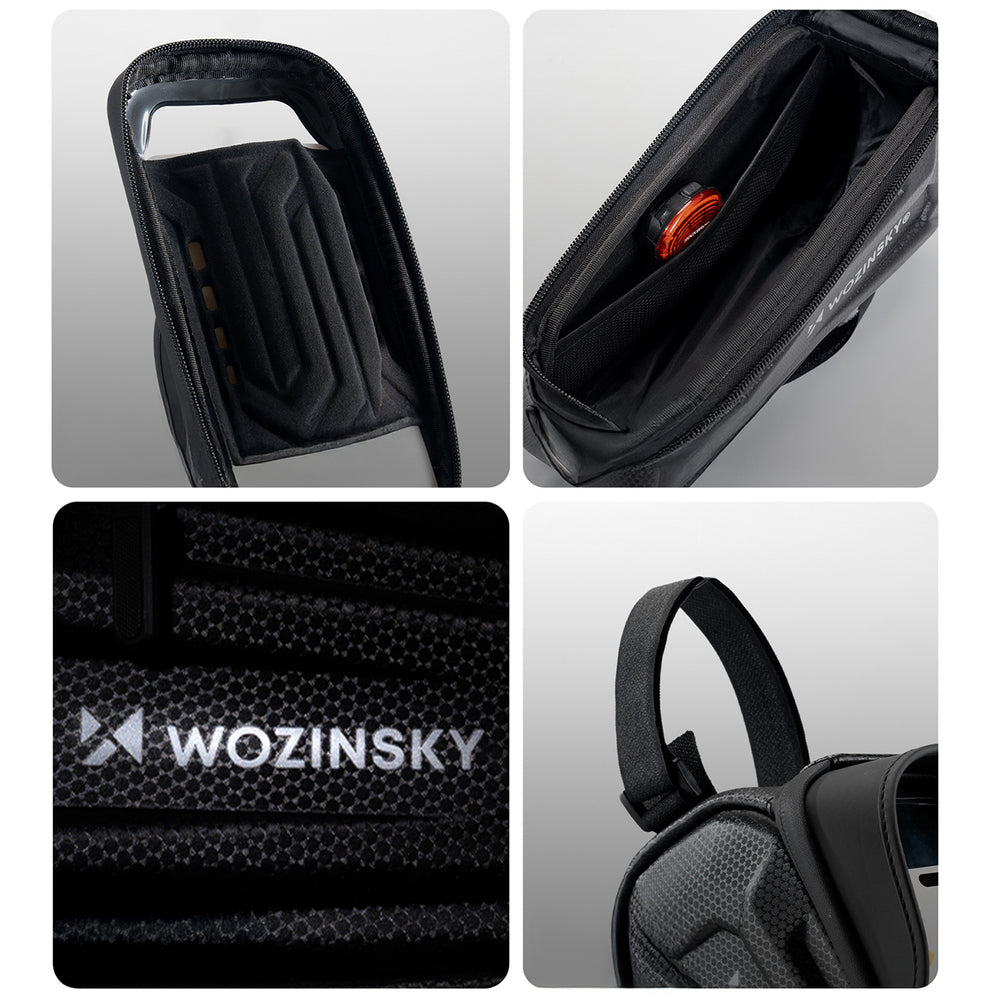 Wozinsky cykeltaske til rammen, pansret, med telefonlomme, 1,7 l - sort