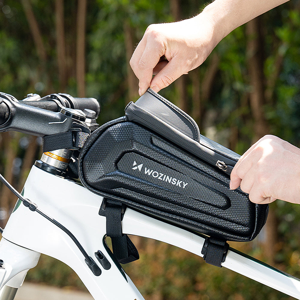 Wozinsky cykeltaske til rammen, pansret, med telefonlomme, 1,7 l - sort