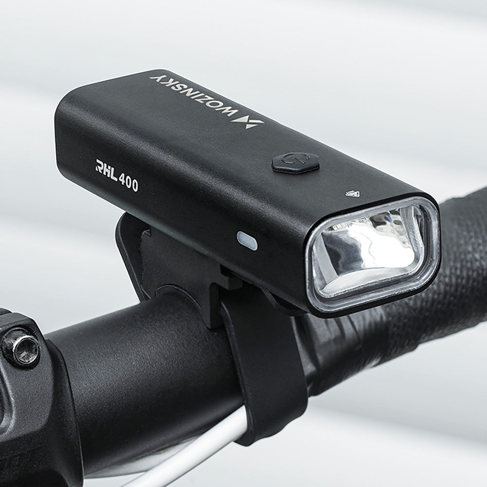 Wozinsky WSBLB2 Forside (400 lm) og bageste USB-C Bike Light Set - sort