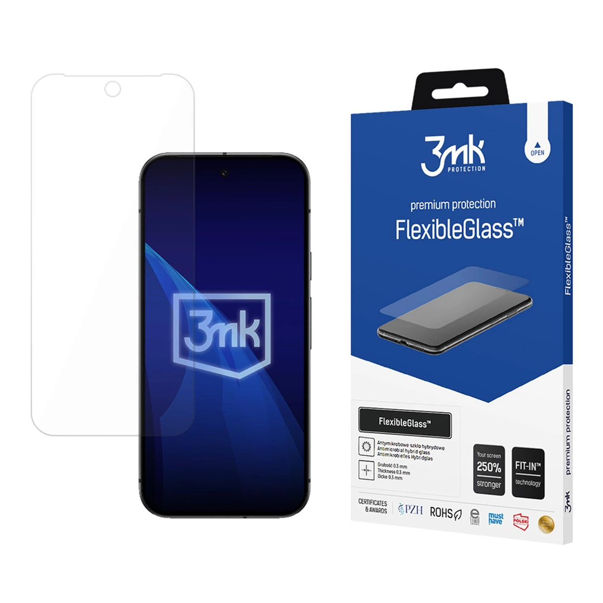Hybridglas 3mk FlexibleGlassTM på Google pixel 9A