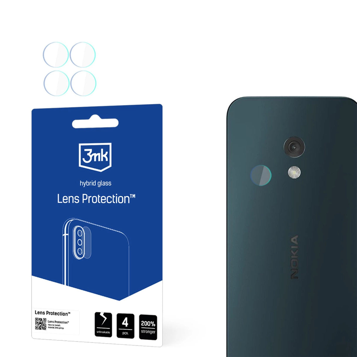 Hybridglas til kameraobjektiv 3mk Linsbeskyttelse til Nokia 225 4G (2024)