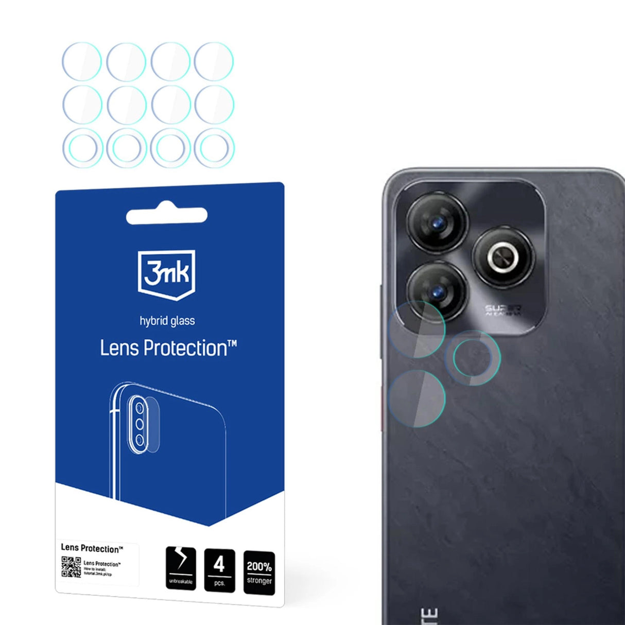 Hybridglas til kameraobjektiv 3mk Linsbeskyttelse til ZTE Blade V60 Smart