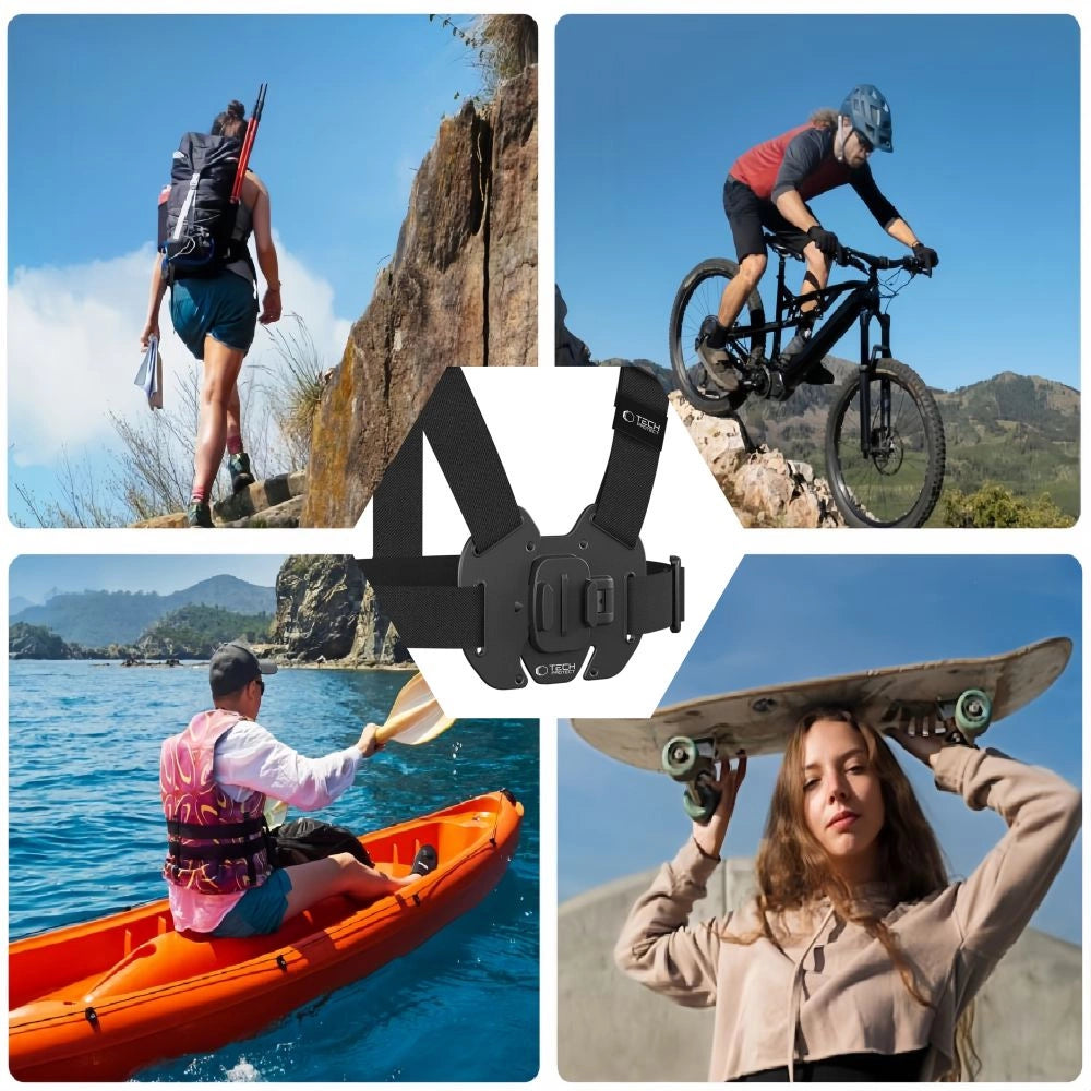 Tech-Protect GA100 Chest Mount til GoPro / DJI - sort