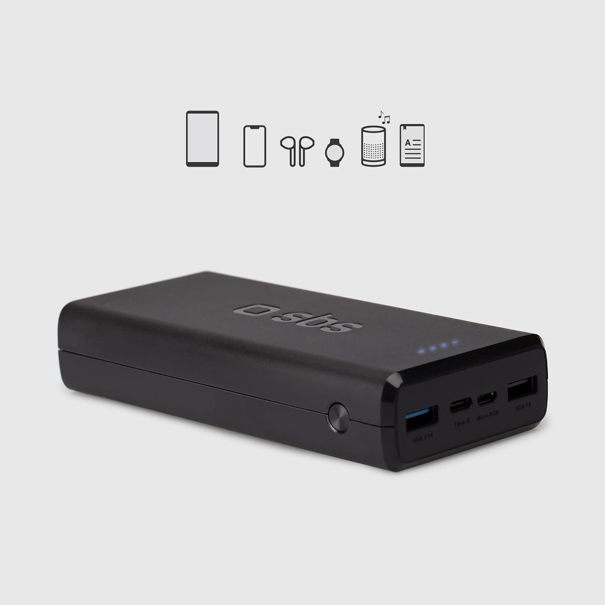 Hurtig opladning: 20.000 mAh, 2 USB'er sort