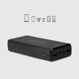 Hurtig opladning: 20.000 mAh, 2 USB'er sort