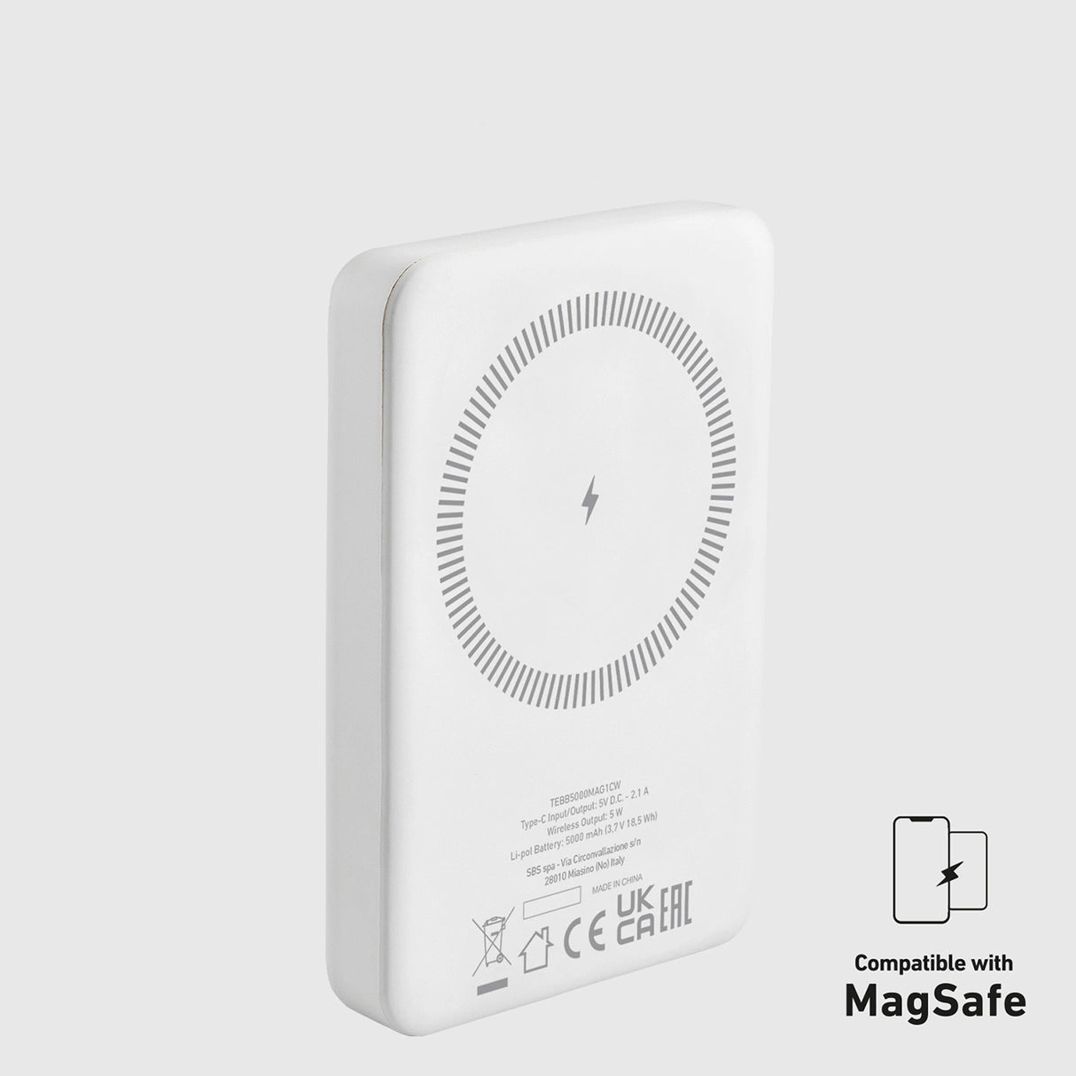 Powerbank SBS TEBB5000MAG1CW 5000 mAh USB-C, MagSafe kompatibel - hvid