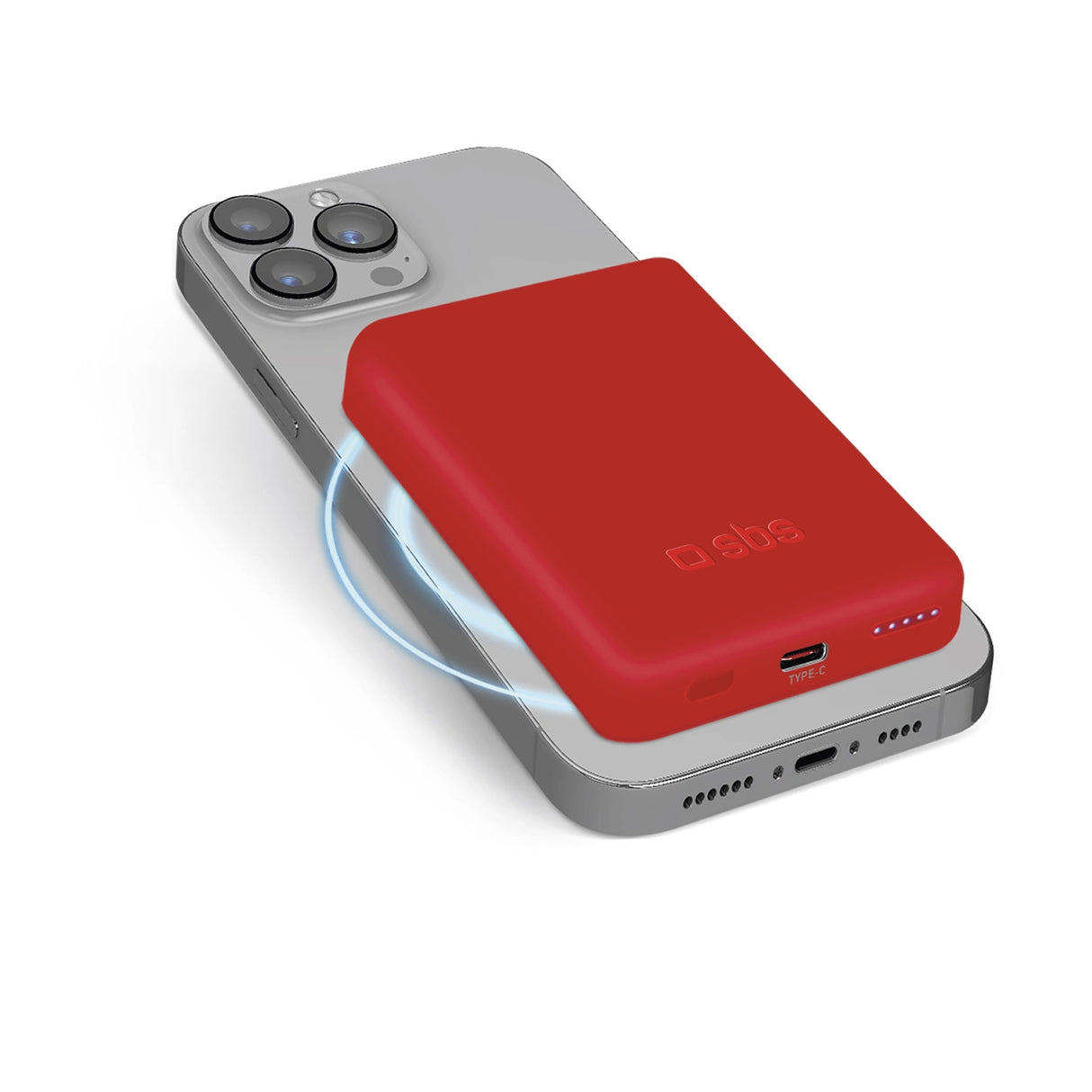 Powerbank SBS TEBB5000MAG1CR 5000 mAh kompatibel med MagSafe - rød