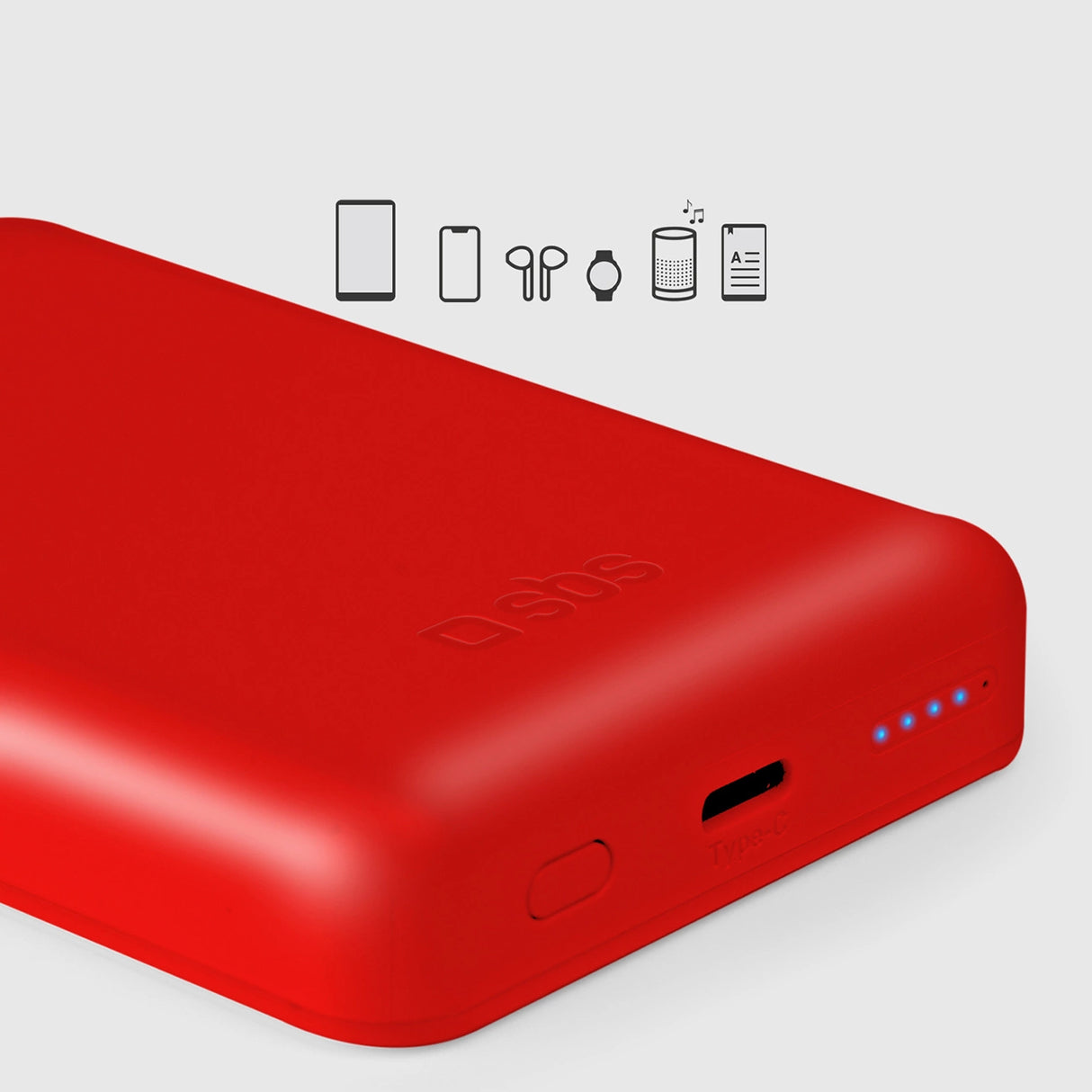 Powerbank SBS TEBB5000MAG1CR 5000 mAh kompatibel med MagSafe - rød