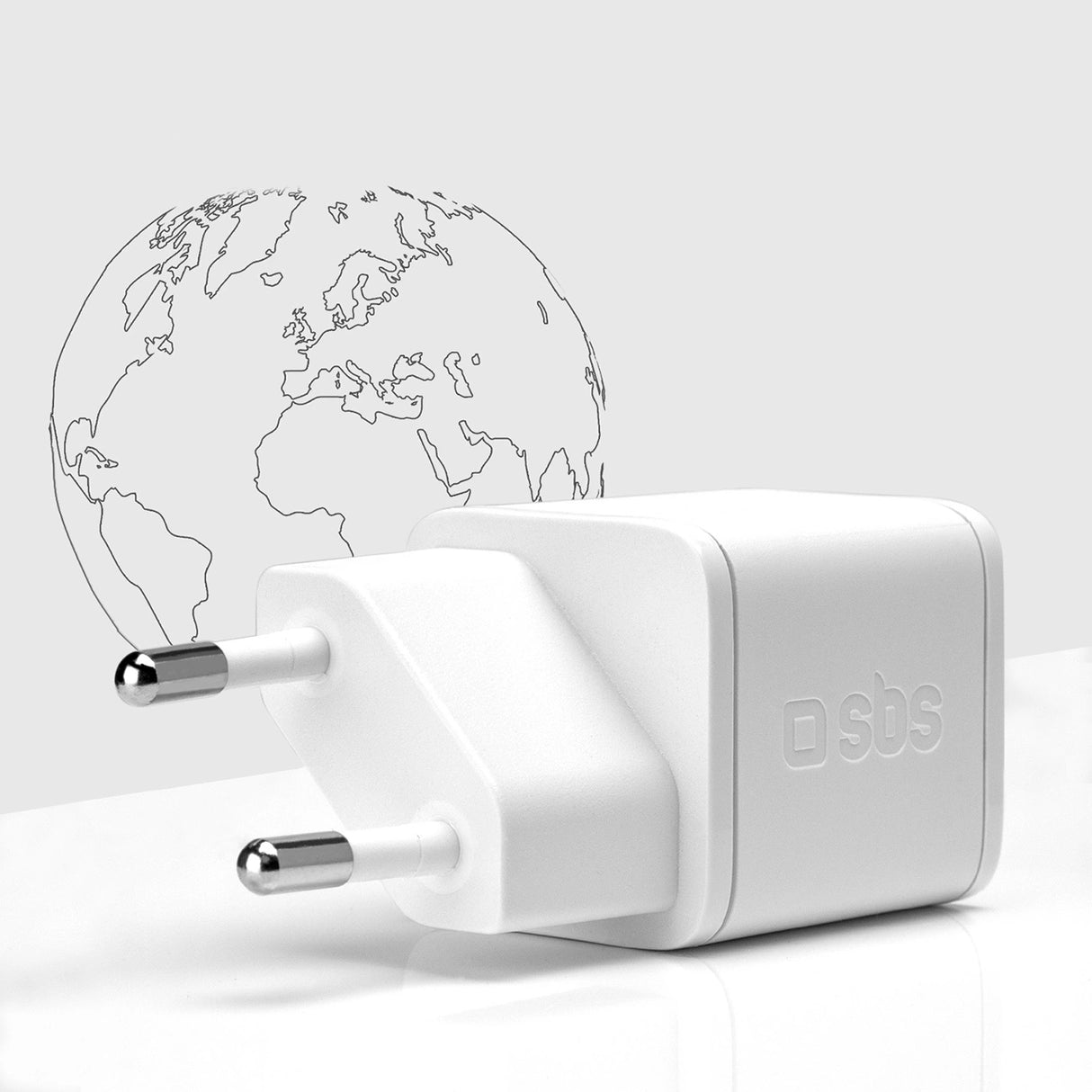SBS TETRGAN1C20W 20W GaN Wall Charger med Power Delivery - hvid