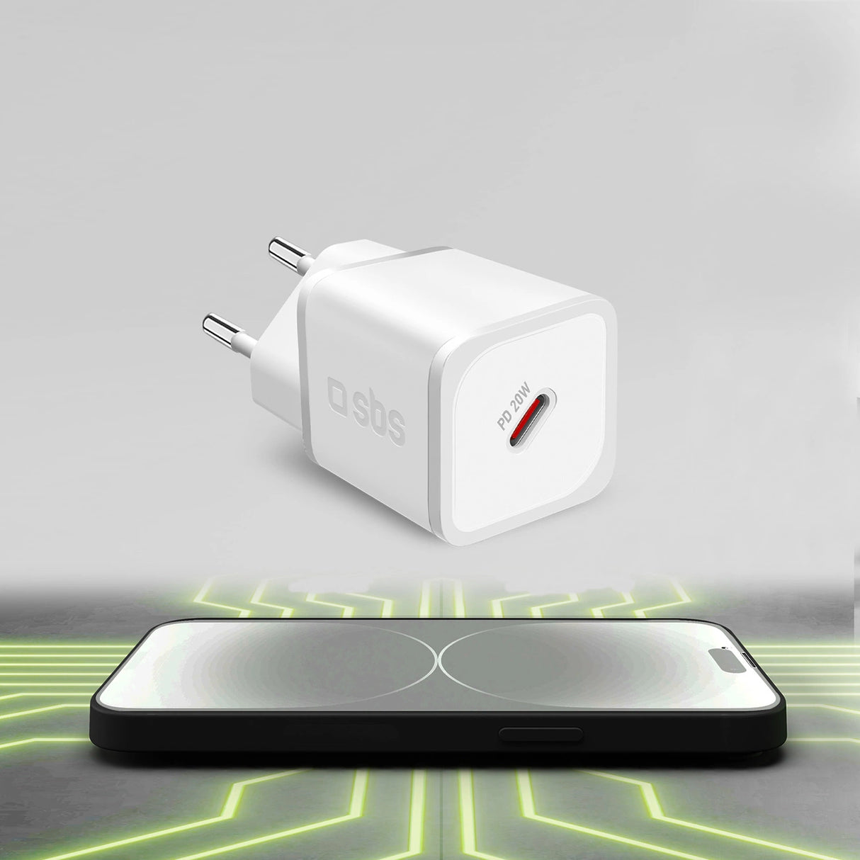 SBS TETRGAN1C20W 20W GaN Wall Charger med Power Delivery - hvid