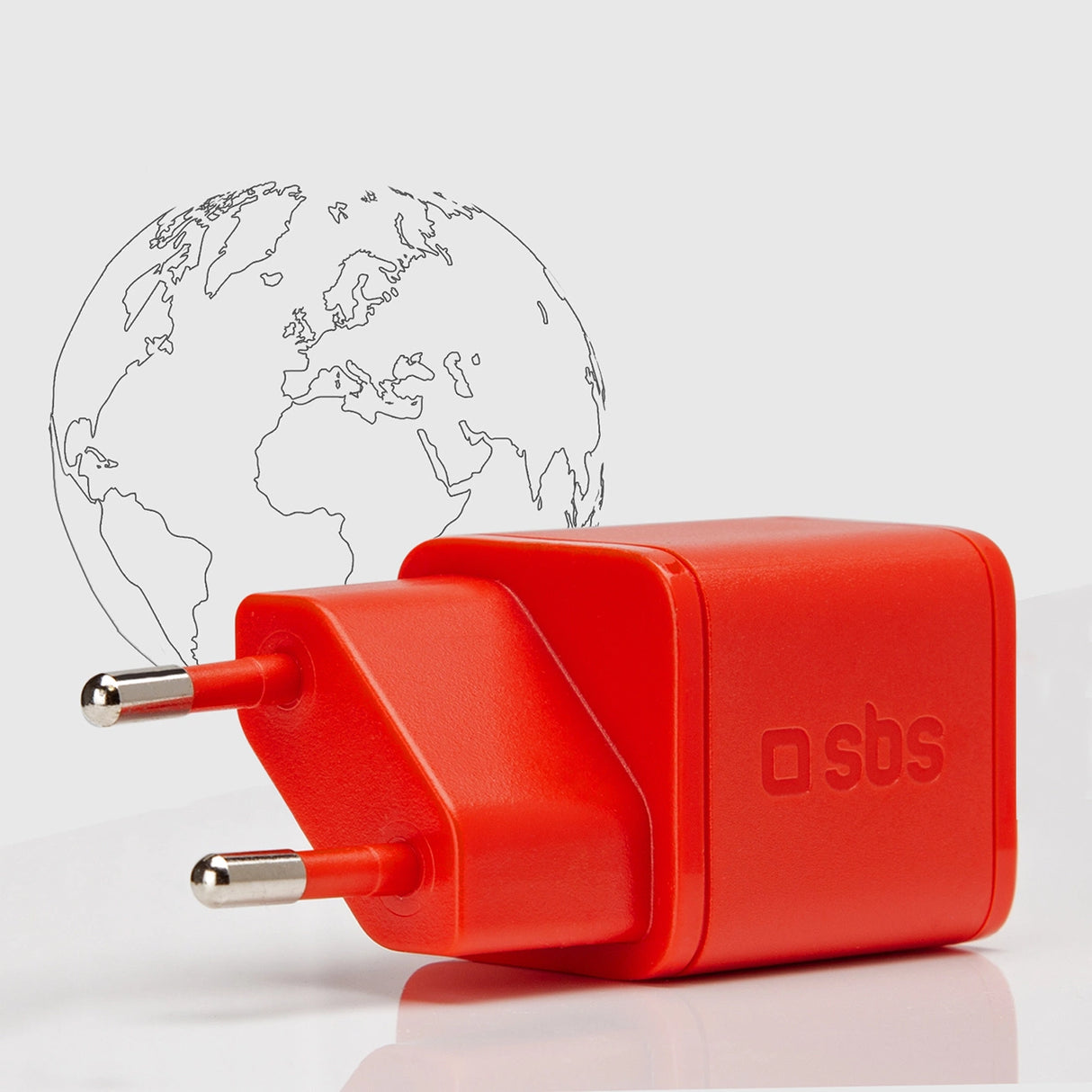 SBS TETRGAN1C20R 20W GaN Wall Charger med Power Delivery - Rød