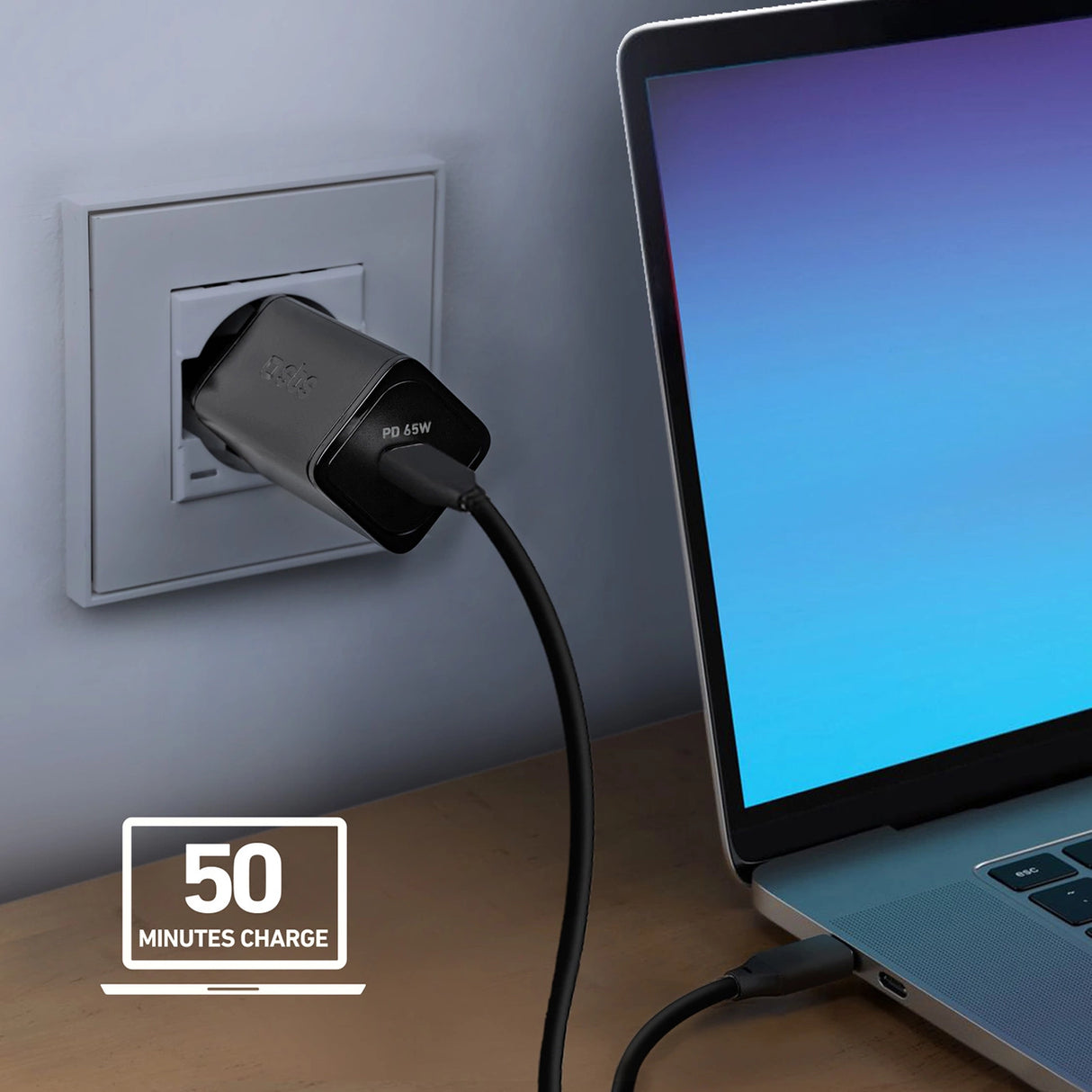 SBS TETRGAN1C65W 65W GaN Power Delivery Charger - sort