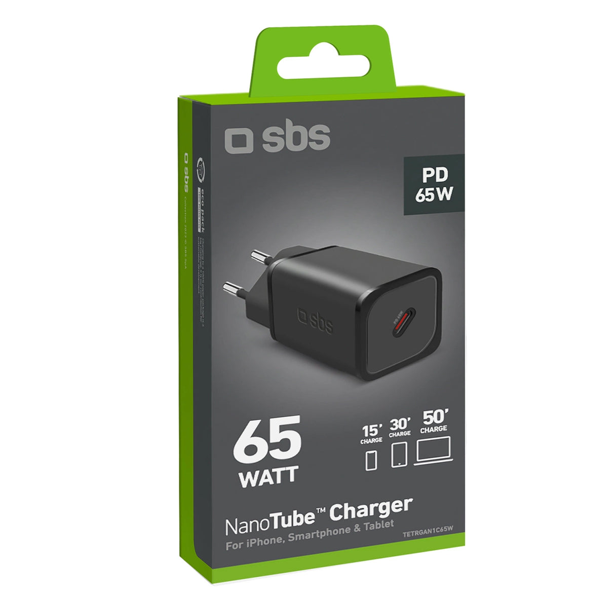 SBS TETRGAN1C65W 65W GaN Power Delivery Charger - sort